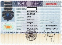 Visado electrónico (ahora ya no es necesario para entrar a Armenia)